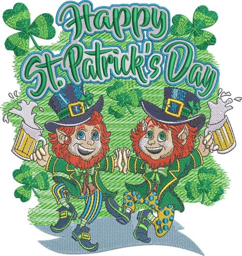 Dancing Leprechauns Embroidery Design