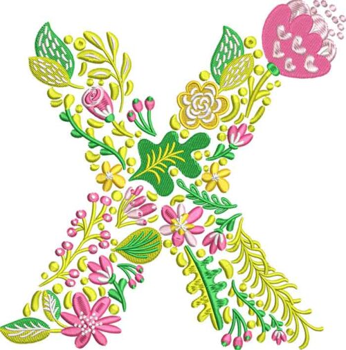 Summer Flowers Font X embroidery design