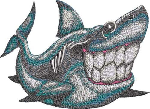 Cute shark embroidery design