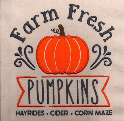 Farm Fresh Pumpkins Embroidery Design