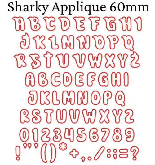 Sharky Applique 60mm esa font