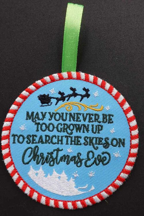 Christmas eve ornament embroidery design