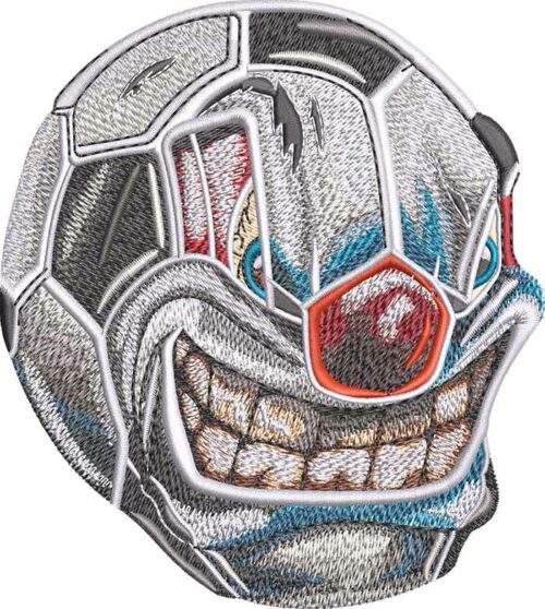 Angry soccer ball embroidery design