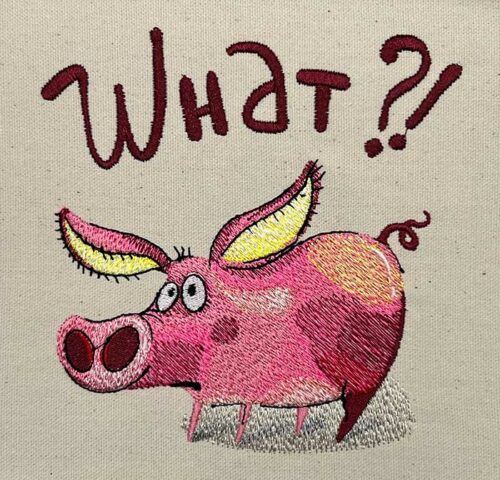 funny pigs embroidery design