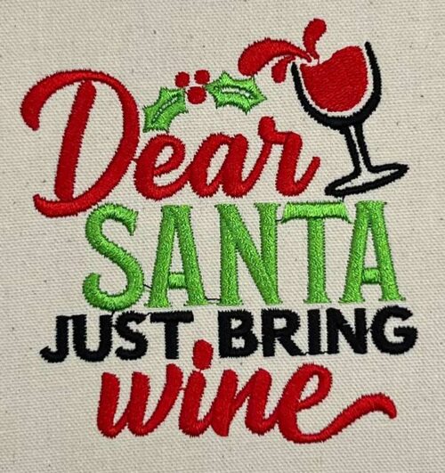 santa bring wine embroidery design