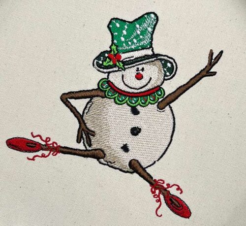 snowman ballet red shoes embroidery design