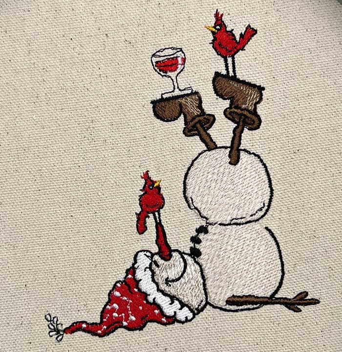 snowman fell embroidery design