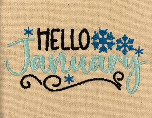 Hello January embroidery design