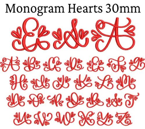 Monogram Hearts 30mm esa font