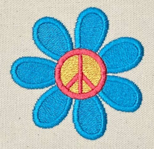 Hippie Art flower peace symbol embroidery design