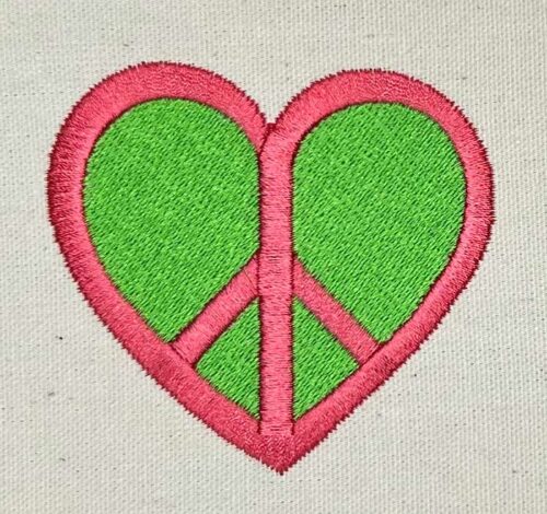 Hippie Art heart peace symbol embroidery design