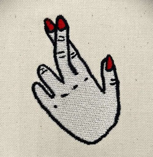 Grunge Girls fingers crossed embroidery design