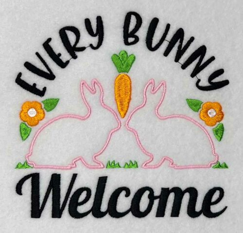 bunny welcome embroidery design