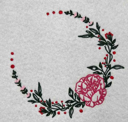 Floral Frame monogram wreath embroidery design