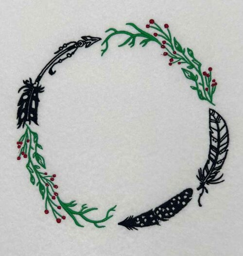 Floral Frame monogram wreath embroidery design