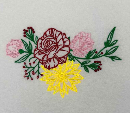 Floral Frame monogram flowers embroidery design