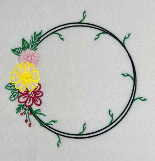 Floral Frame monogram wreath embroidery design