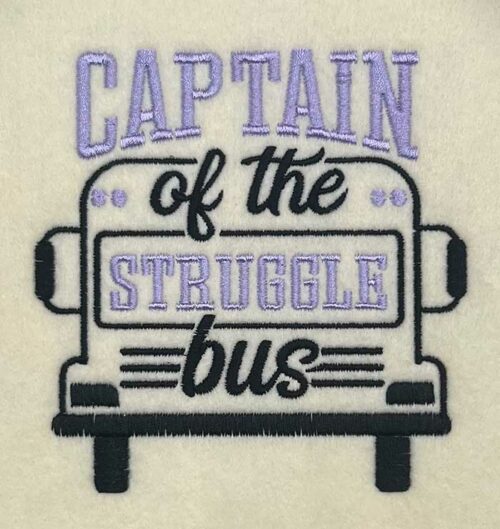 captain of the struggle bus embroidery design