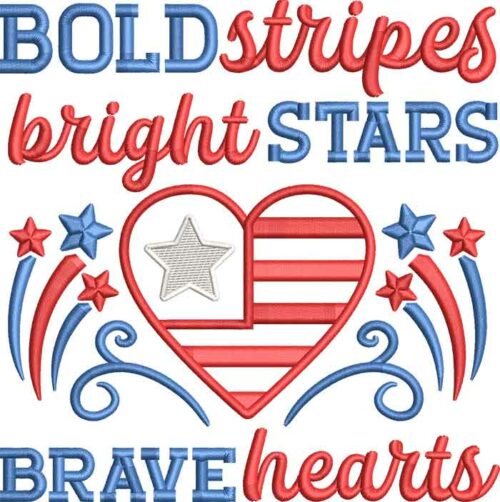 bold stripes stars embroidery design