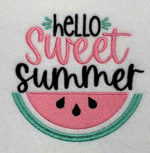 hello summer embroidery design