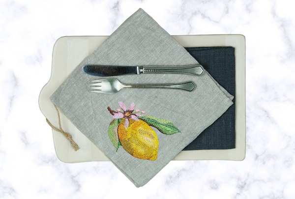 counter napkin lemon