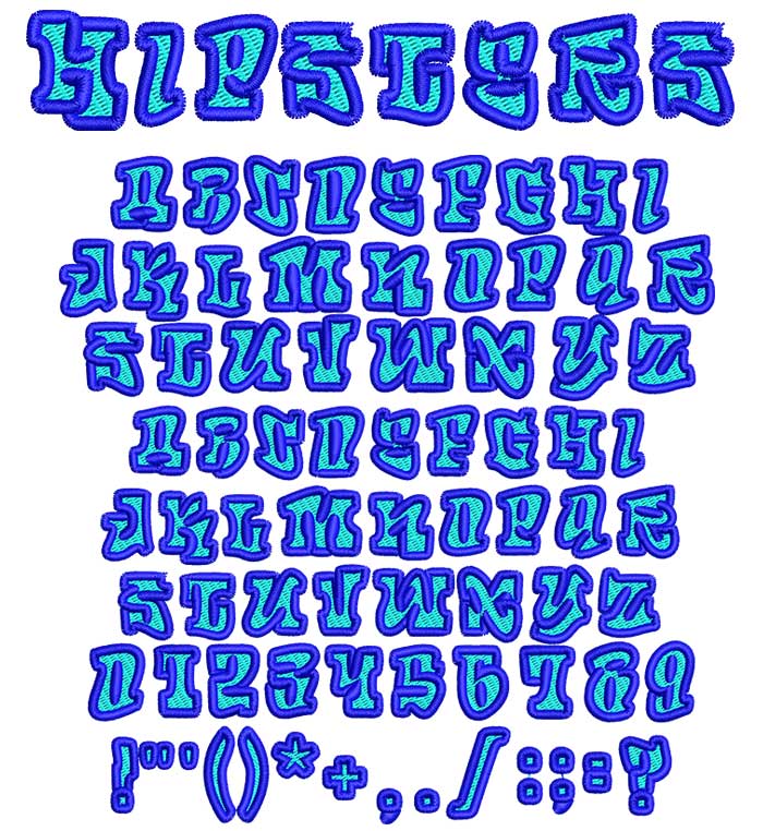 Hipsters 2 color 20mm esa font