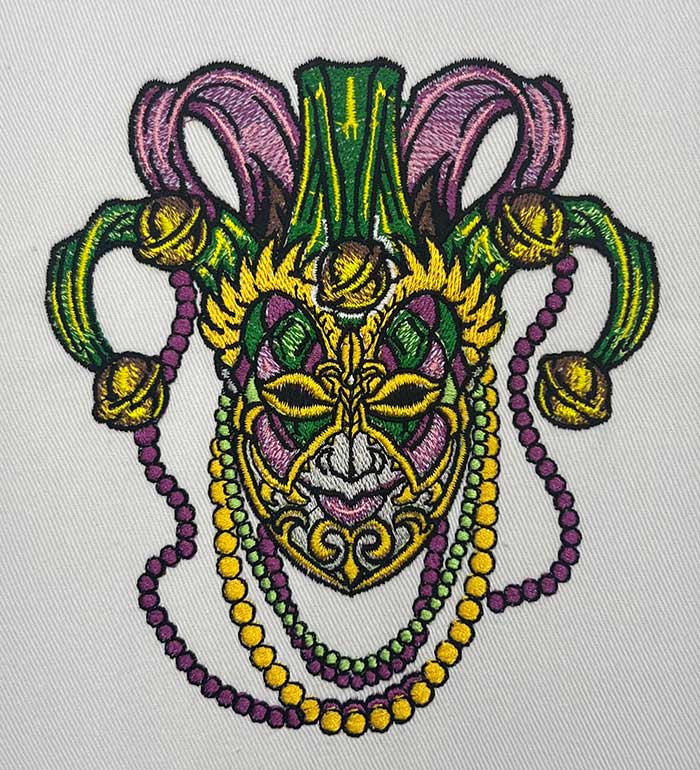 Jester Mardi Gras embroidery design