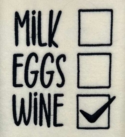 Totes 2 Milk Eggs Wine embroidery design