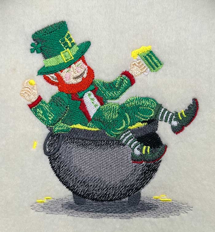 leprechaun gold embroidery design