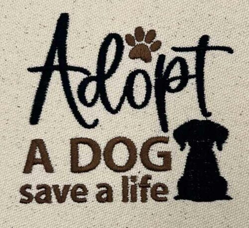 adopt a dog embroidery design