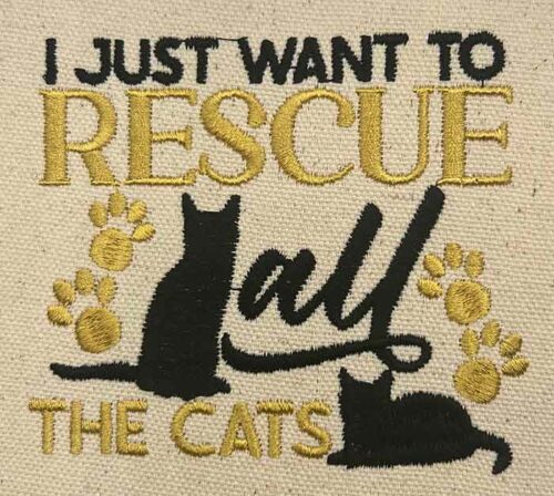 rescue all cats embroidery design