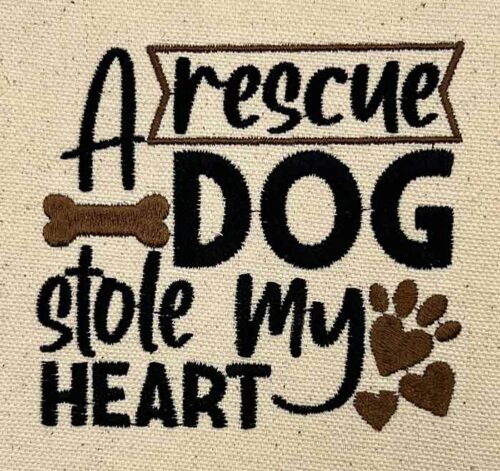 rescue dog embroidery design