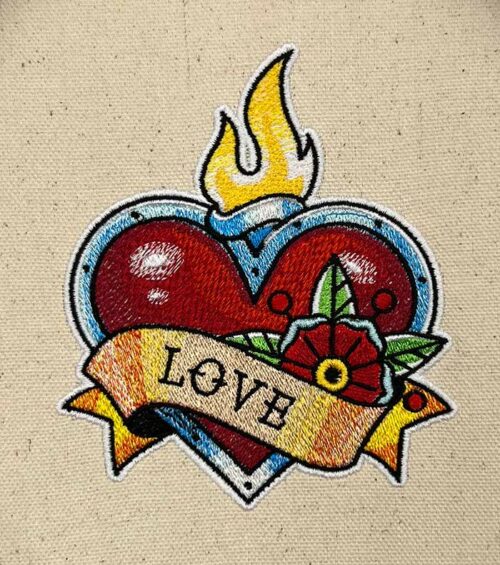 Heart tattoo embroidery design