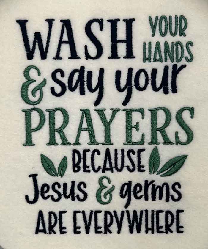 wash your hands embroidery design