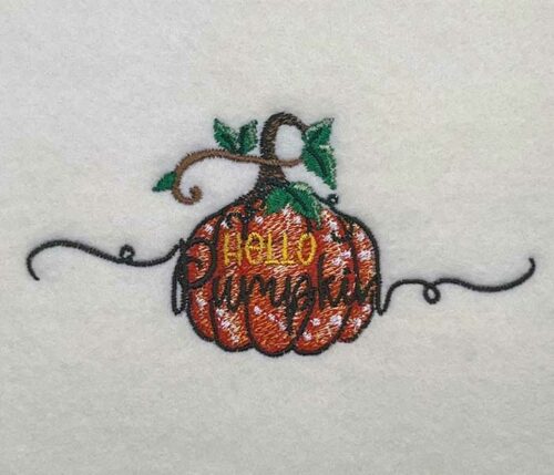 Hello Pumpkin embroidery design