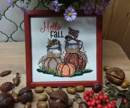 Hello fall chickadee frame