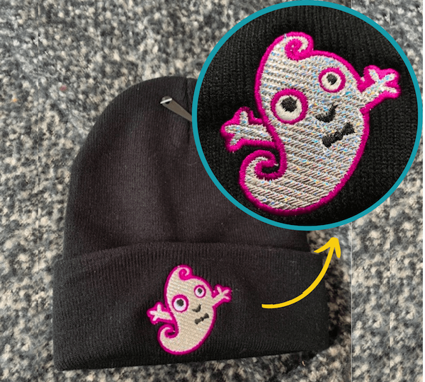 applique mylar beanie