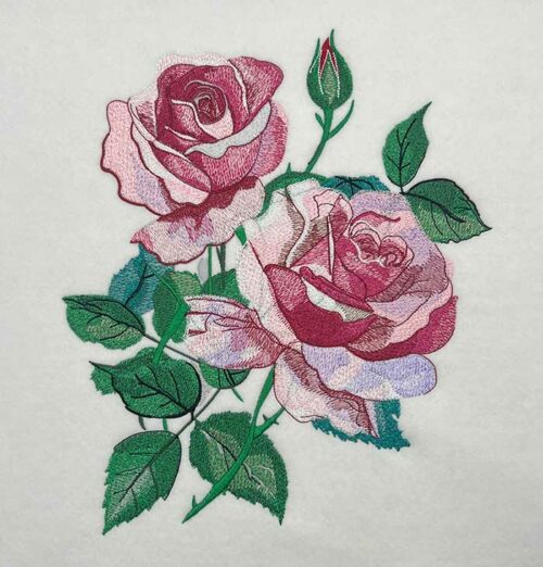 Pink rose 1 embroidery design