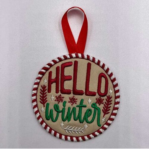 Christmas Ornament Hello Winter embroidery design