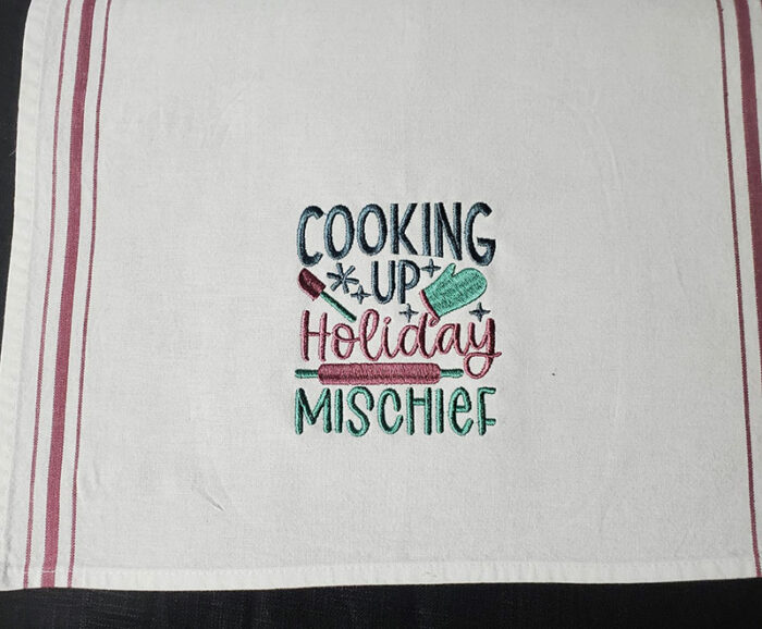 cooking up holiday mischief towel