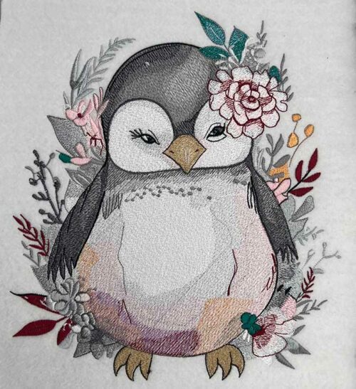 Floral Penguin 4 embroidery design