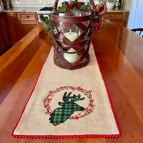 Deer wreath table runner