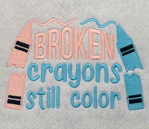 broken crayons embroidery design