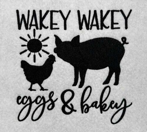 wakey wakey embroidery design