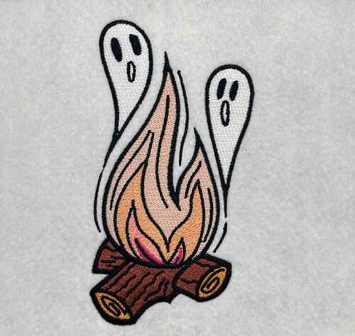 campfire ghosts embroidery design