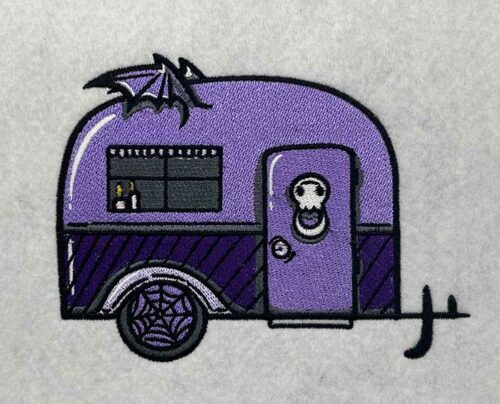 spooky camper embroidery design